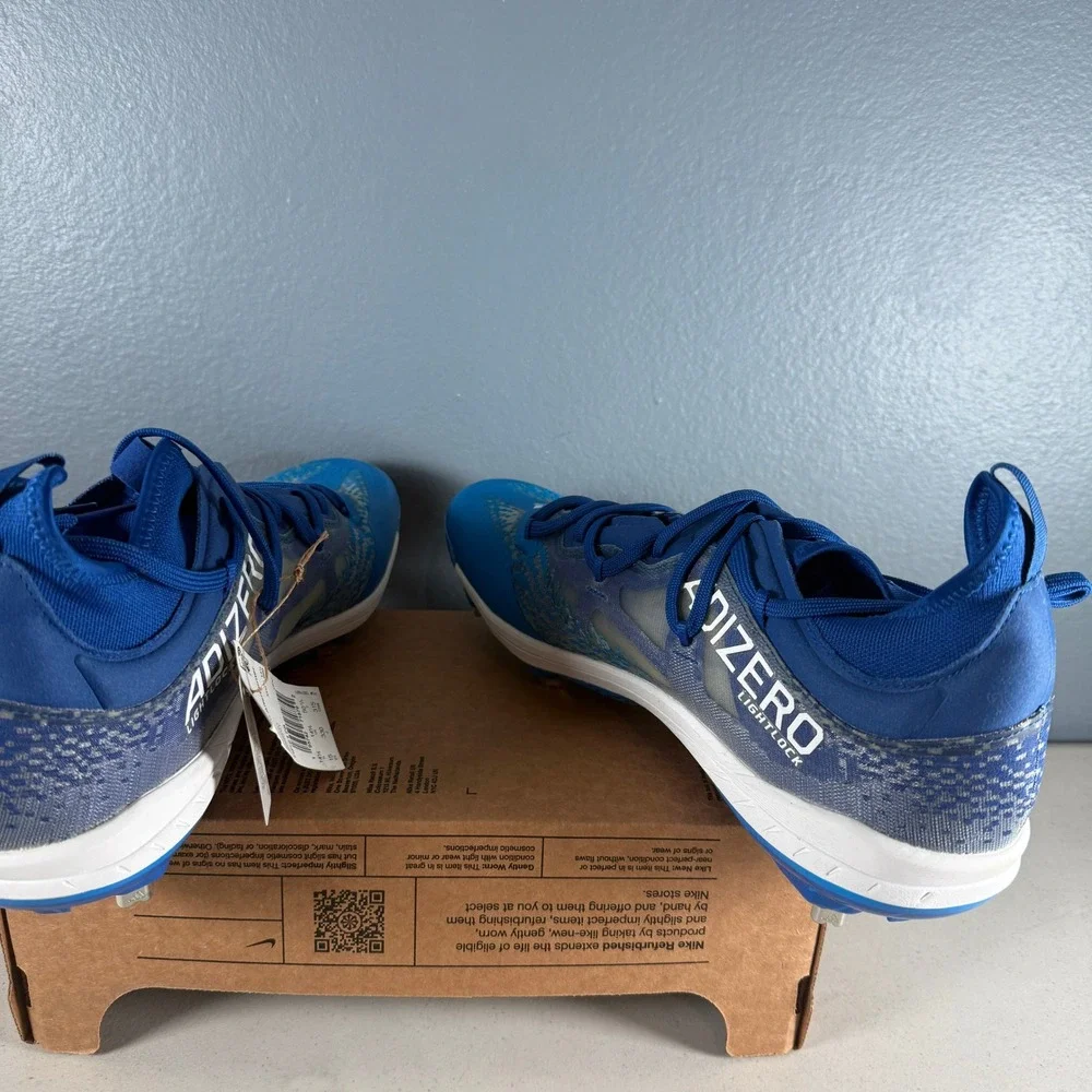 Adidas Adizero Afterburner Baseball Cleats Blue Silver Spikes HP2178 Mens 15